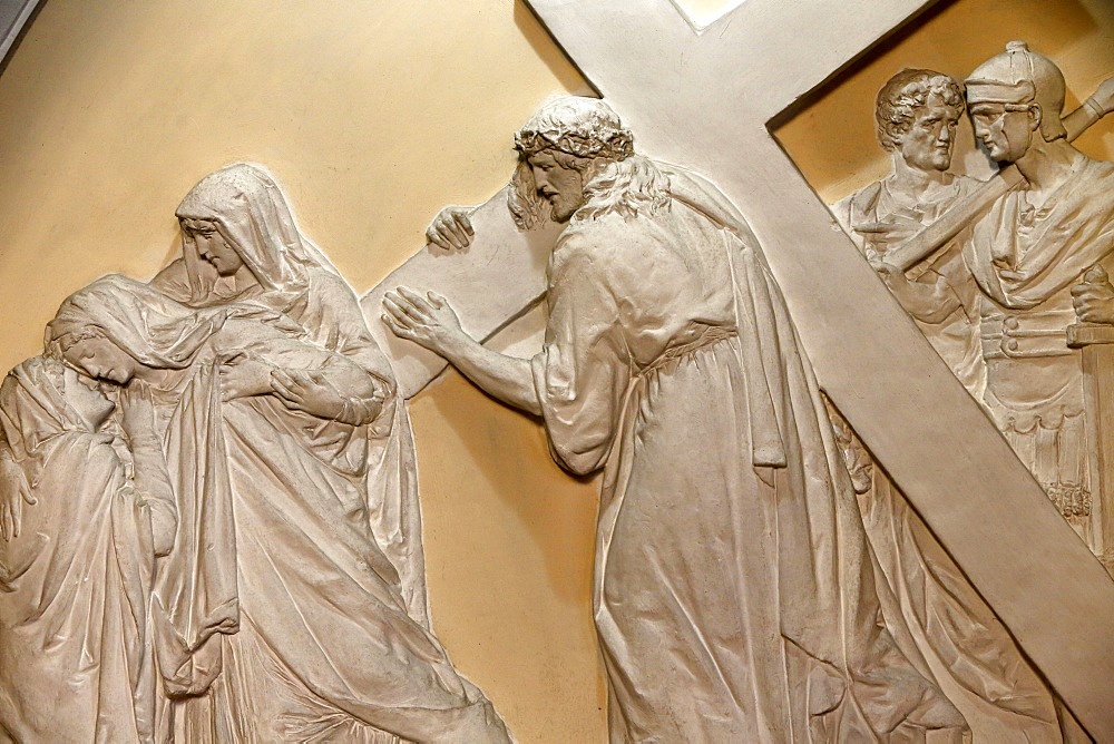 Fourth Station of the Cross, Jesus meets his mother., St. John the Baptist's Church, Arras, Pas-de-Calais, France, Europe