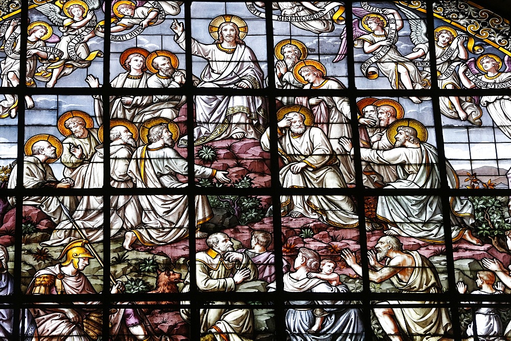 The sermon of Jesus on the mountain by Edouard-Amedee Didron, Church of Saint-Thomas d'Aquin, Paris, France, Europe