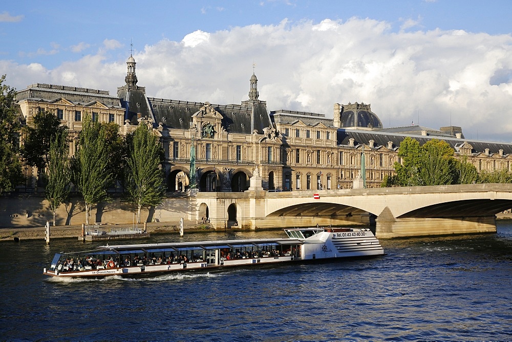 River Seine and Louvre Museum, Paris, France, Europe