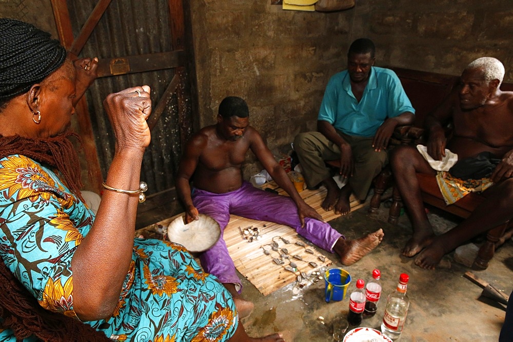 Fortune telling by a Fa in Ouidah, Benin, West Africa, Africa