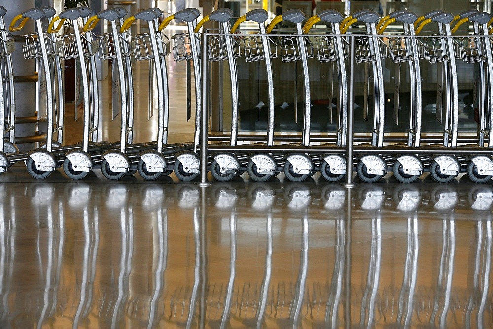 Airport trolleys, Paris, France, Europe