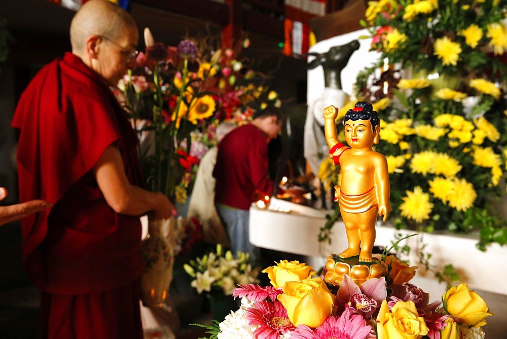 Wesak (Buddha's birthday, awakening and nirvana) celebration at the Great Buddhist Temple (Grande Pagode de Vincennes), France, Europe