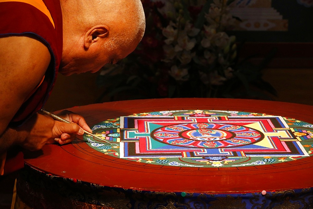 Buddhist sand Mandala, a spiritual and ritual symbol representing the Universe, Paris, France, Europe