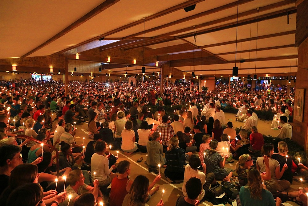 Taize Community, Church of the Reconciliation, Saturday evening prayers, Taize, Saone-et-Loire, Burgundy, France, Europe