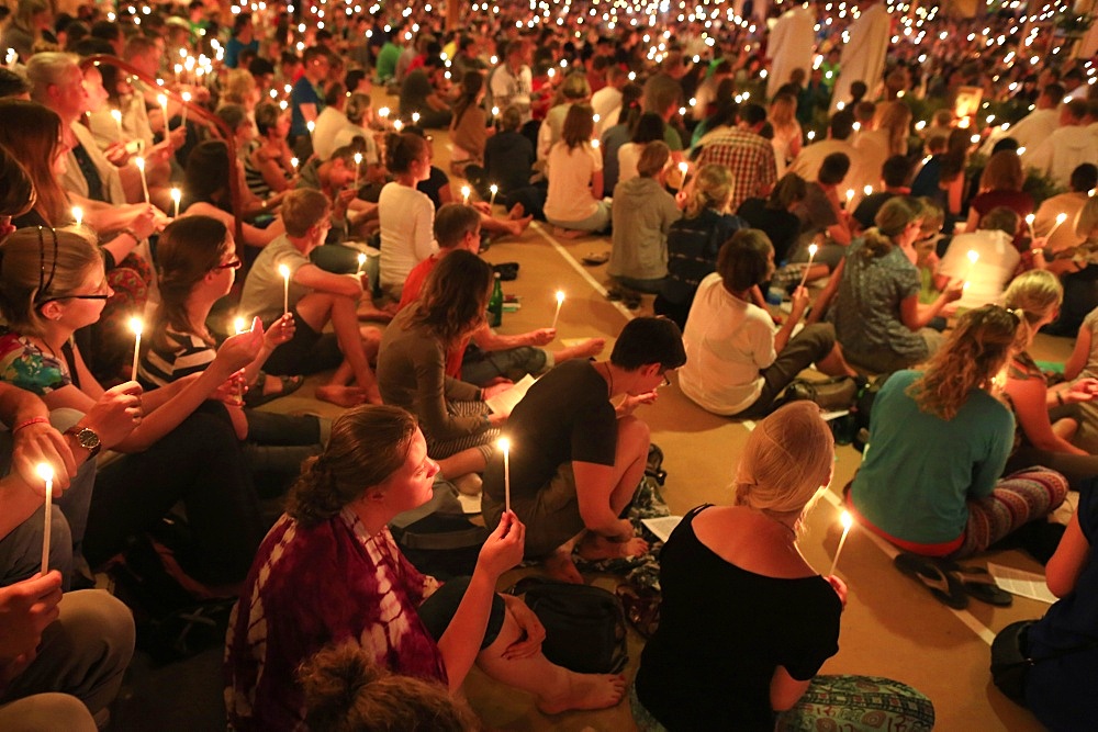 Taize Community, Church of the Reconciliation, Saturday evening prayers, Taize, Saone-et-Loire, Burgundy, France, Europe