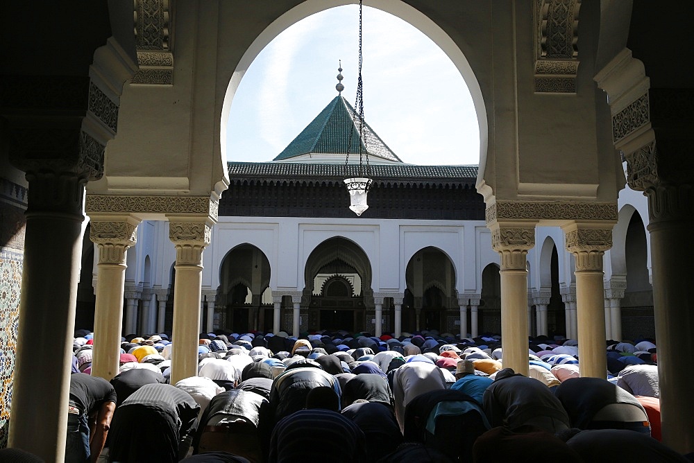 Friday prayer at the Paris Great Mosque, Paris, France, Europe