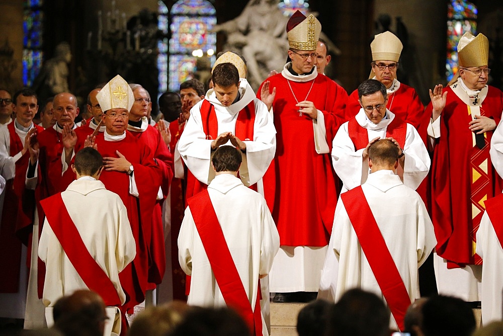 Priest ordinations in Notre-Dame de Paris Cathedral, Paris, France, Europe