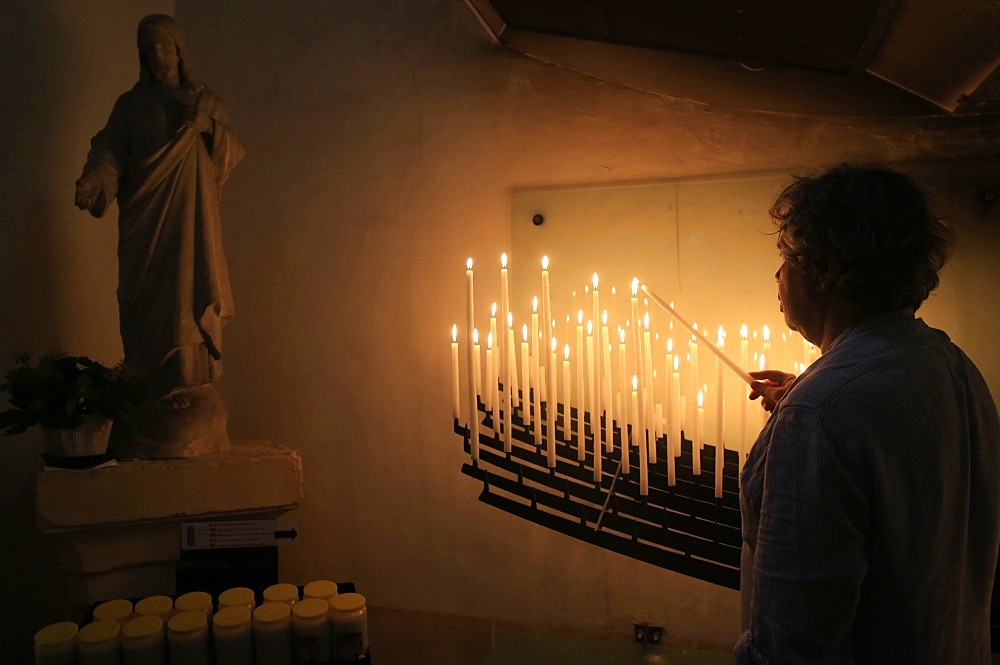 Candles, Sacred Heart Basilica, Paray-le-Monial, Saone-et-Loire, Burgundy, France, Europe