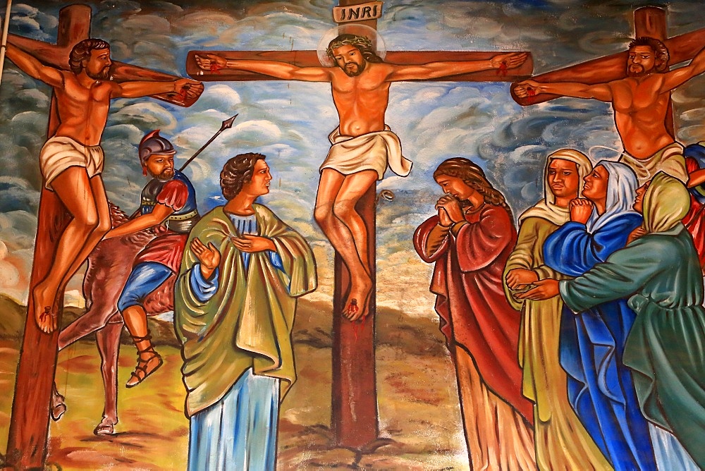 The Crucifixion of Jesus, St. Peter and Paul Cathedral, Aneho, Togo, West Africa, Africa