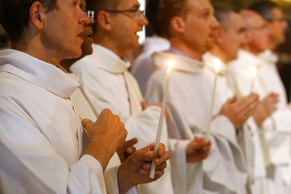 Deacon ordinations in Notre Dame cathedral, Paris, France, Europe