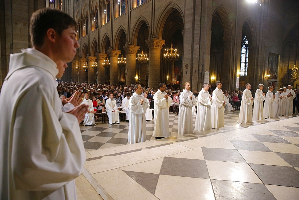 Deacon ordinations in Notre Dame cathedral, Paris, France, Europe