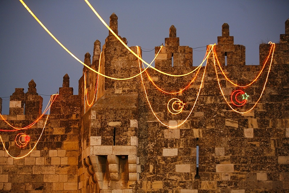 Jerusalem old city wall during Ramadan, Jerusalem, Israel, Middle East