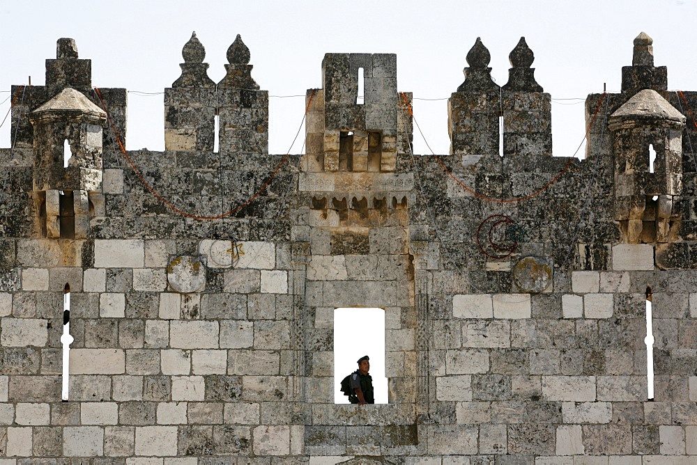 Israeli soldier at Damascus Gate, Jerusalem, Israel, Middle East