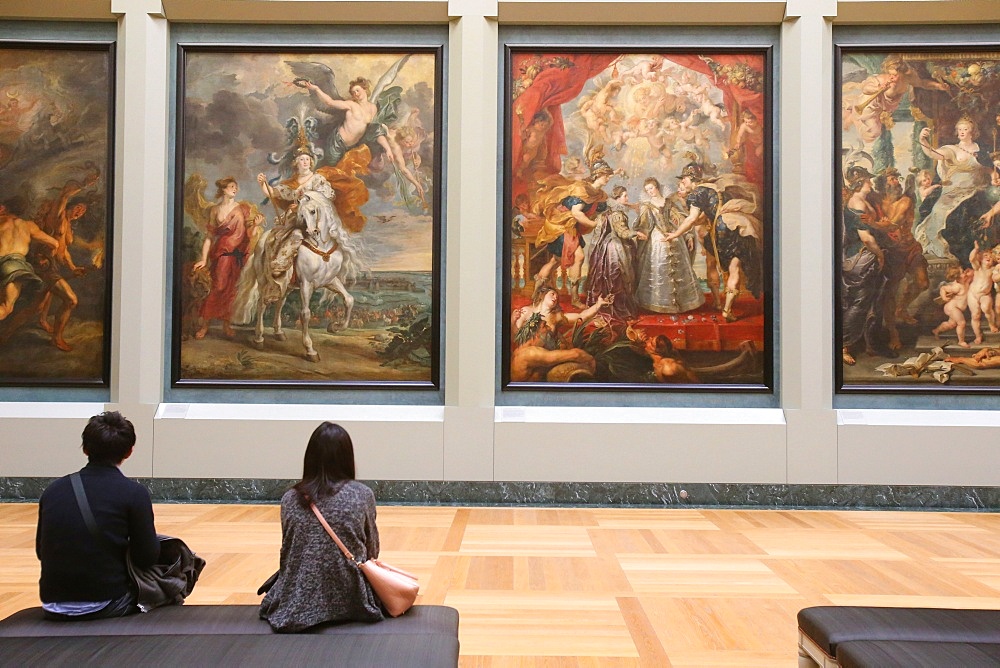 Visitors in the Medicis Gallery, The Louvre Museum, Paris, France, Euruope