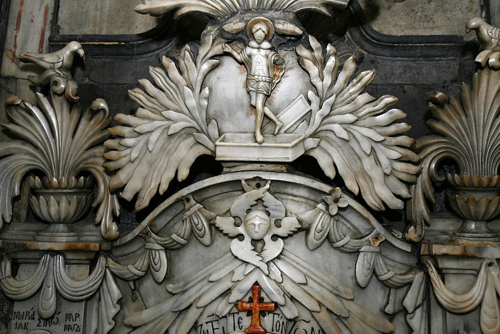 Detail of Tomb of Jesus at Church of the Holy Sepulchre, Old City, Jerusalem, Israel, Middle East