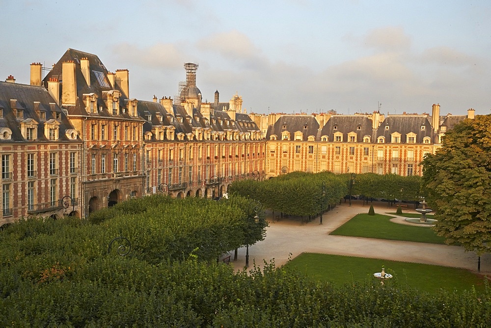 View of the Place des Vosges, Paris, France, Europe