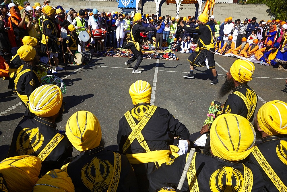 Hola Mohalla, martial arts during the Sikh new year, in Bobigny, France, Europe