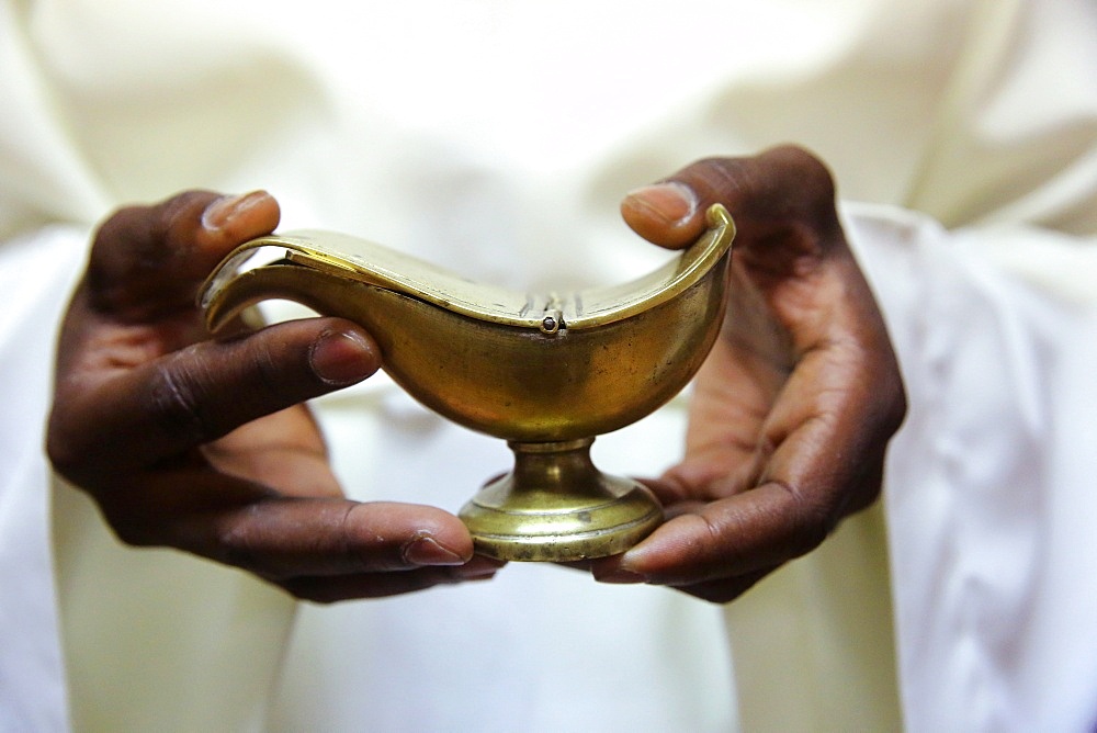 Incense boat, Catholic Mass, Sanctuary-Shrine of Jean-Marie Vianney (the Cure d'Ars), Ars-sur-Fromans, Ain, France, Europe