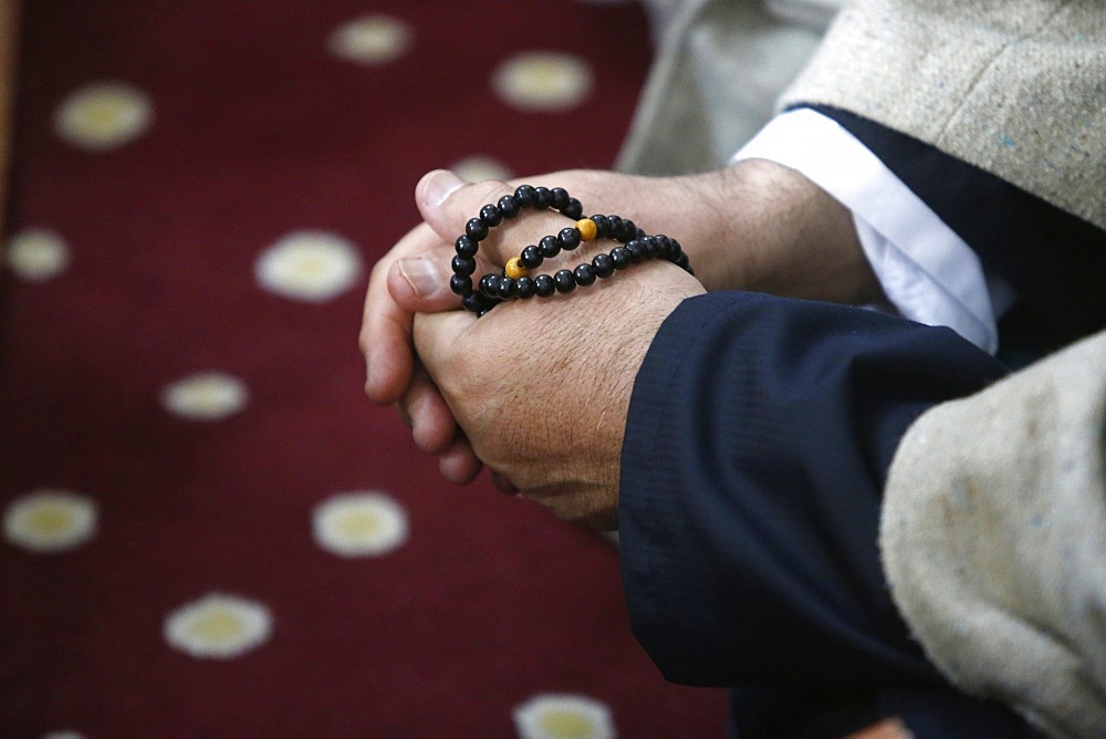 Cheikh Mustapha's prayer beads, Urs of Mawlana Cheikh Muhammad Nazim Adil al-Haqqani in Selimye mosque in Nicosia, Cyprus, Europe