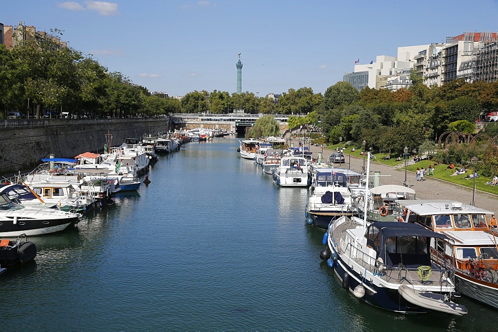 La Bastille harbour, Paris, France, Europe