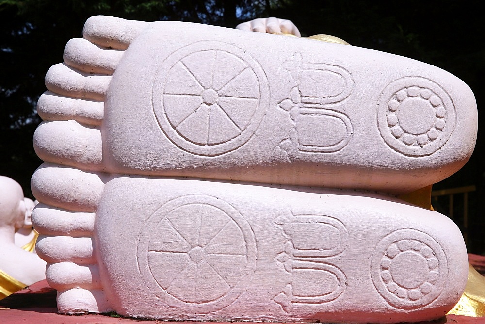 Reclining Buddha statue, Buddhist temple, Thien Minh Pagoda, Sainte-Foy-les-Lyon, Rhone area, France, Europe