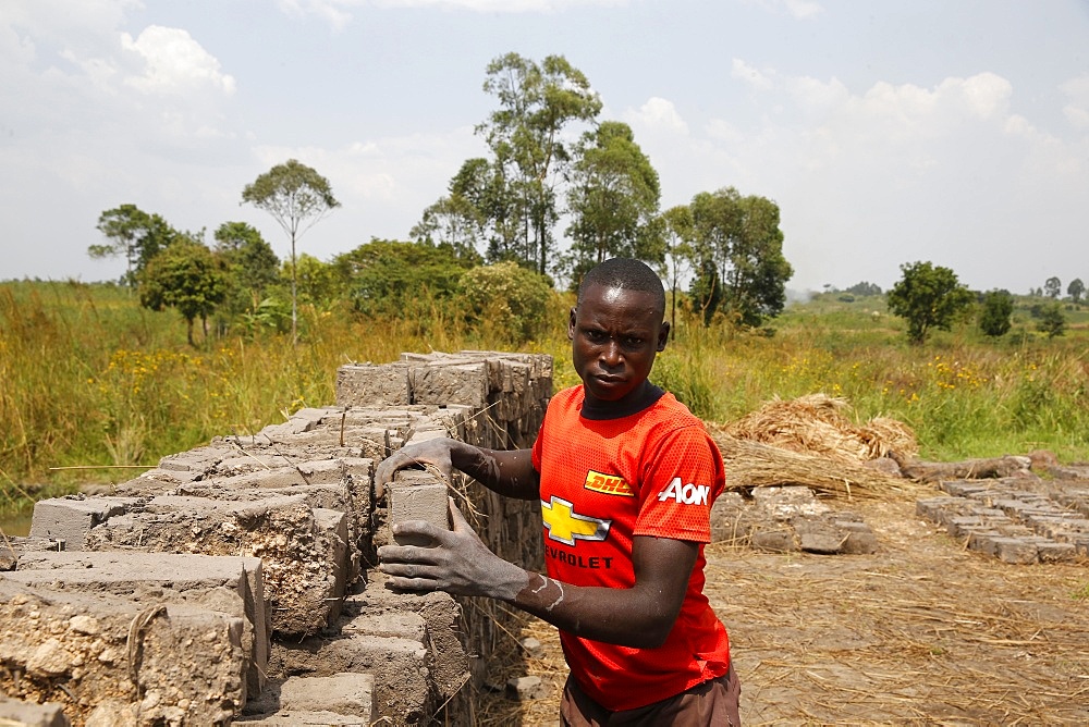 Brick factory financed by a loan from ENCOT microfinance, Uganda, Africa