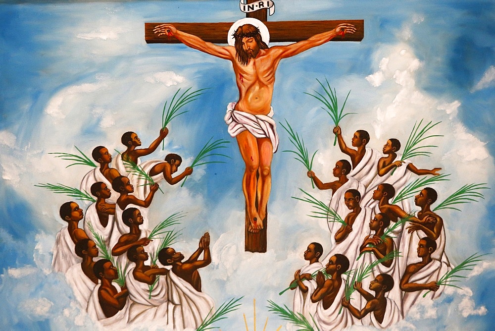 Church fresco, Namugongo Catholic Martyrs' Shrine,  Kampala, Uganda, Africa