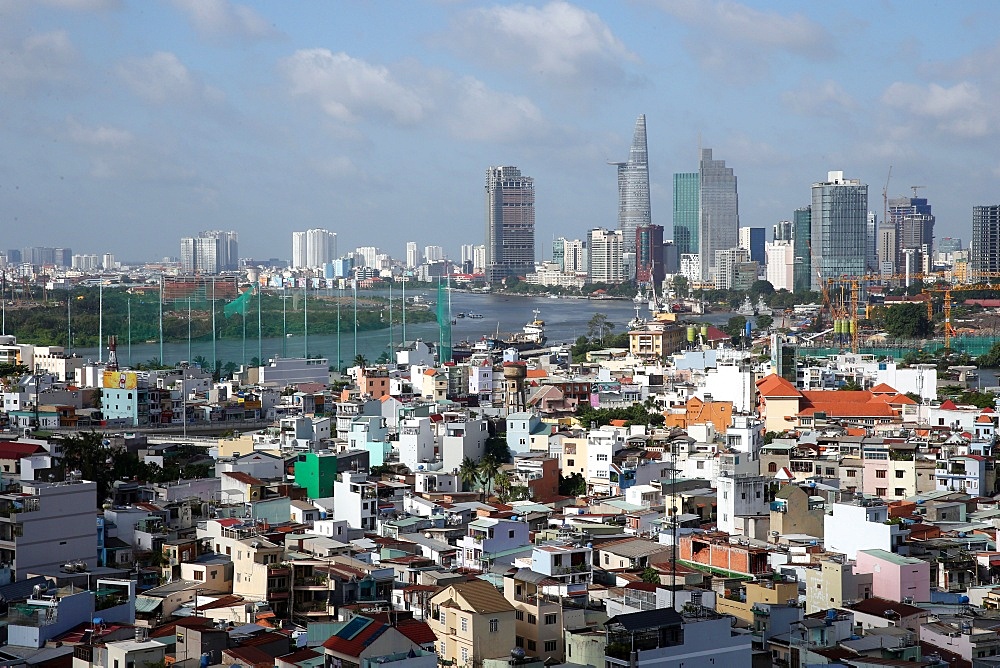 Saigon River, Ho Chi Minh city skyline, Vietnam, Indochina, Southeast Asia, Asia