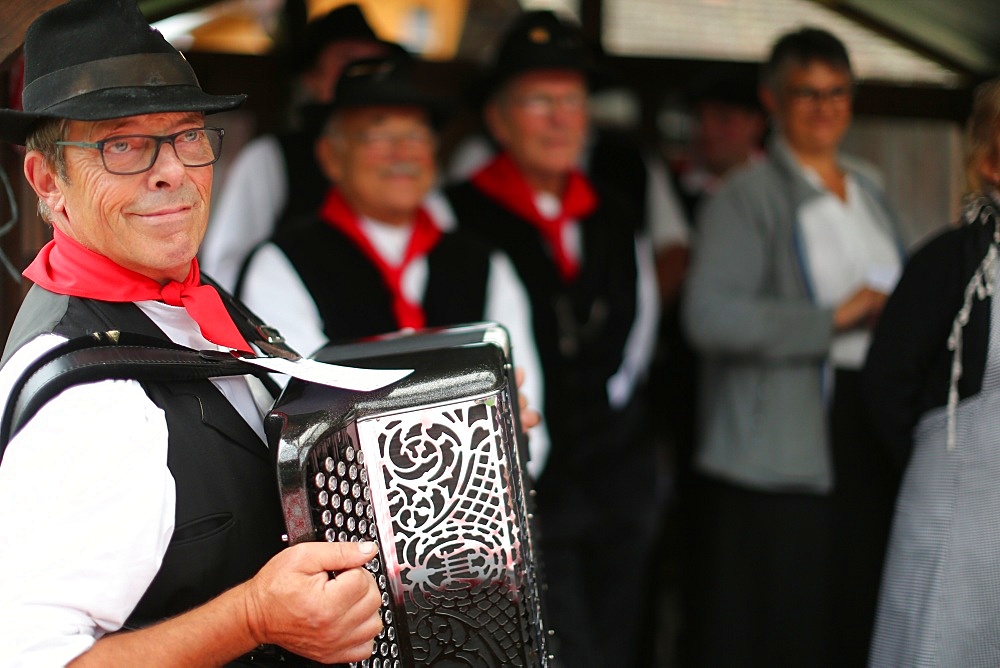 Accordion folk band, Old Domancy craft festival, Haute-Savoie, France, Europe