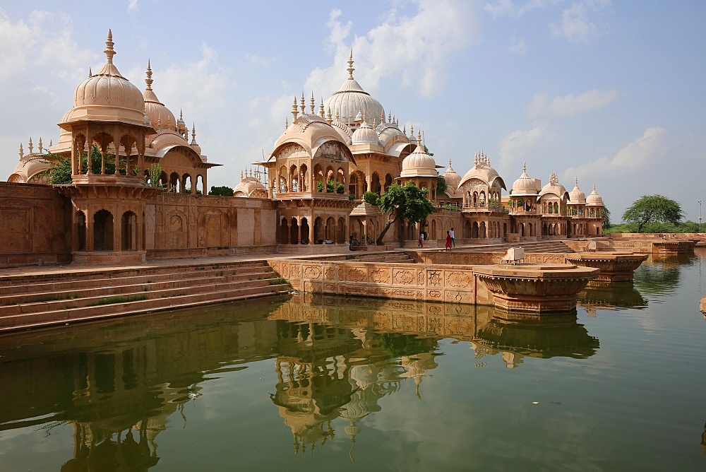 Kusum Sarovar, a historical sandstone monument between Govardhan and Radha Kund in Mathura district of Uttar Pradesh, India, Asia