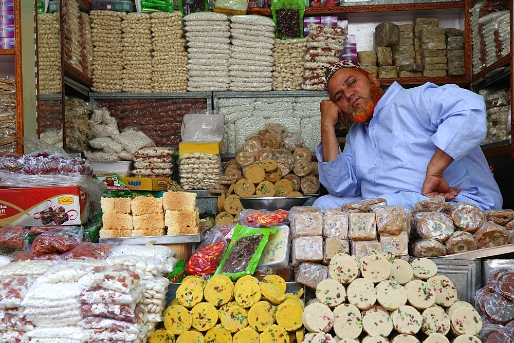 Pastry shop outside Ajmer Sharif Dargah, Ajmer, Rajasthan, India, Asia