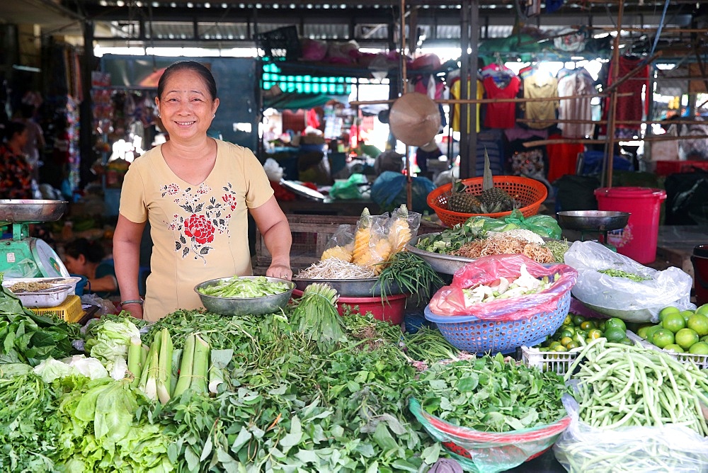 Fresh vegetables at market stall, Vung Tau, Vietnam, Indochina, Southeast Asia, Asia