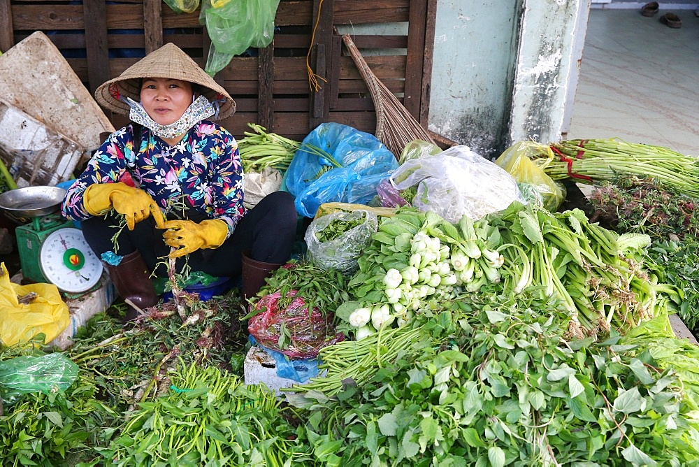 Fresh vegetables at market stall, Vung Tau, Vietnam, Indochina, Southeast Asia, Asia