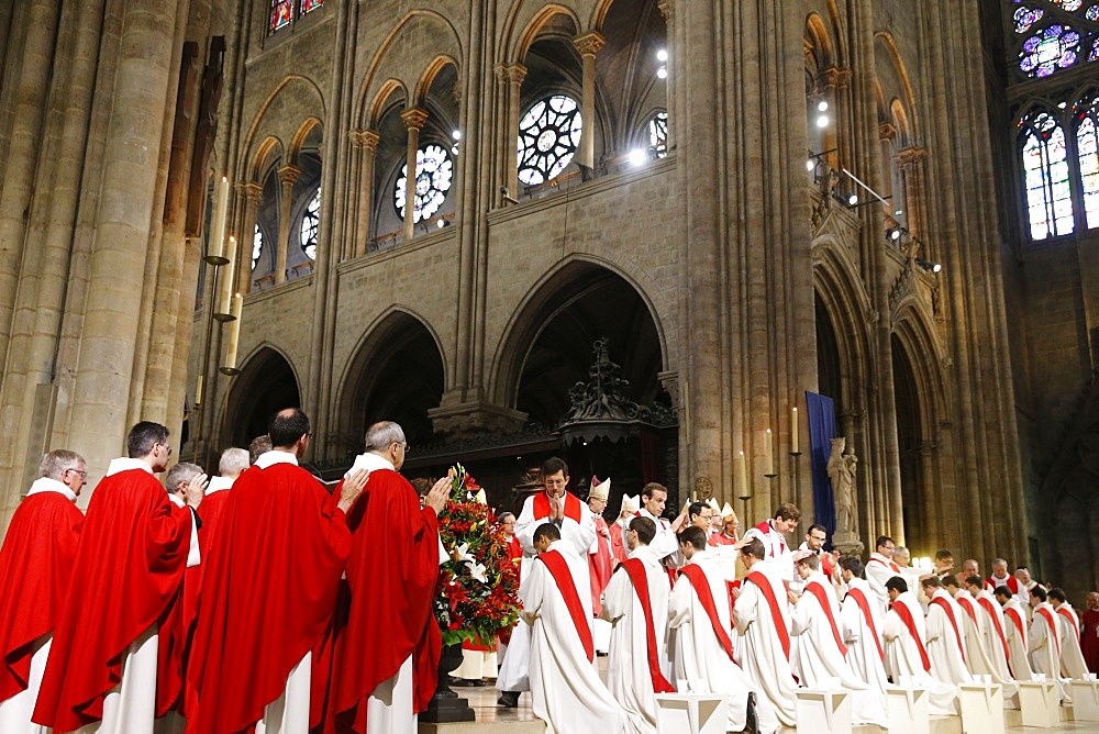 Priest Ordinations at Notre-Dame de Paris Cathedral, Paris, France, Europe