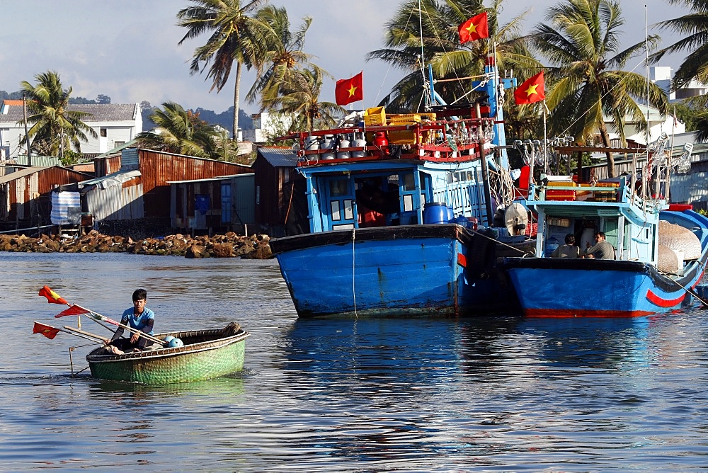 Fishing boats in Duong Dong harbor, Phu Quoc, Vietnam, Indochina, Southeast Asia, Asia