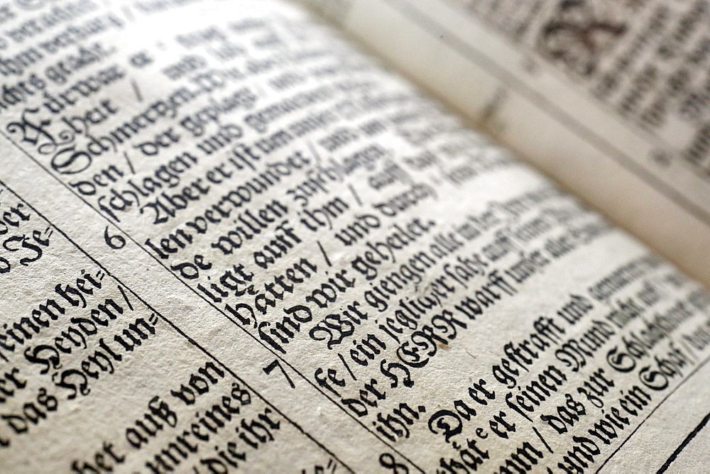 Martin Luther Bible, printed in 1698 in Frankfurt-am-Main, Strasbourg, Alsace, France, Europe