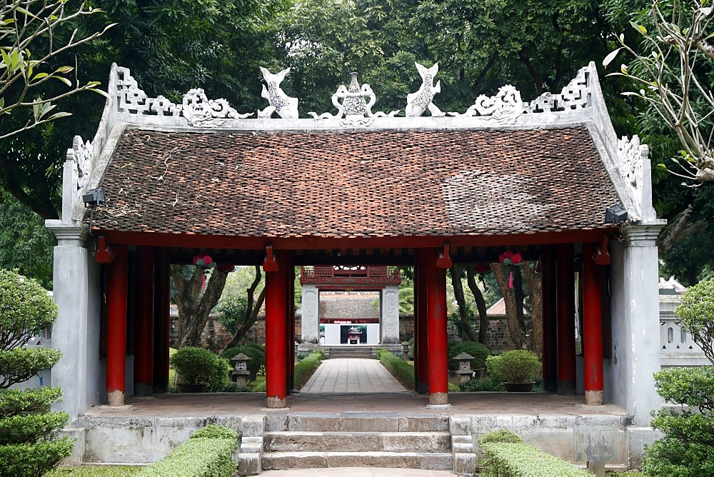 The Temple of Literature, a Confucian temple formerly a center of learning in Hanoi, Vietnam, Indochina, Southeast Asia, Asia