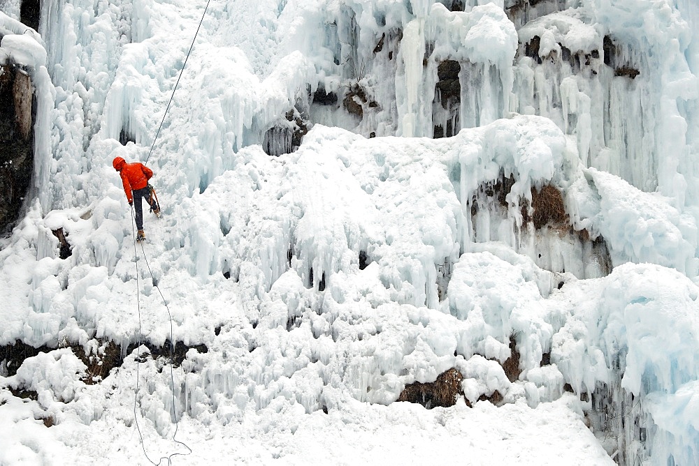 Frozen waterfall, Les Contamines, Haute-Savoie, French Alps, France, Europe