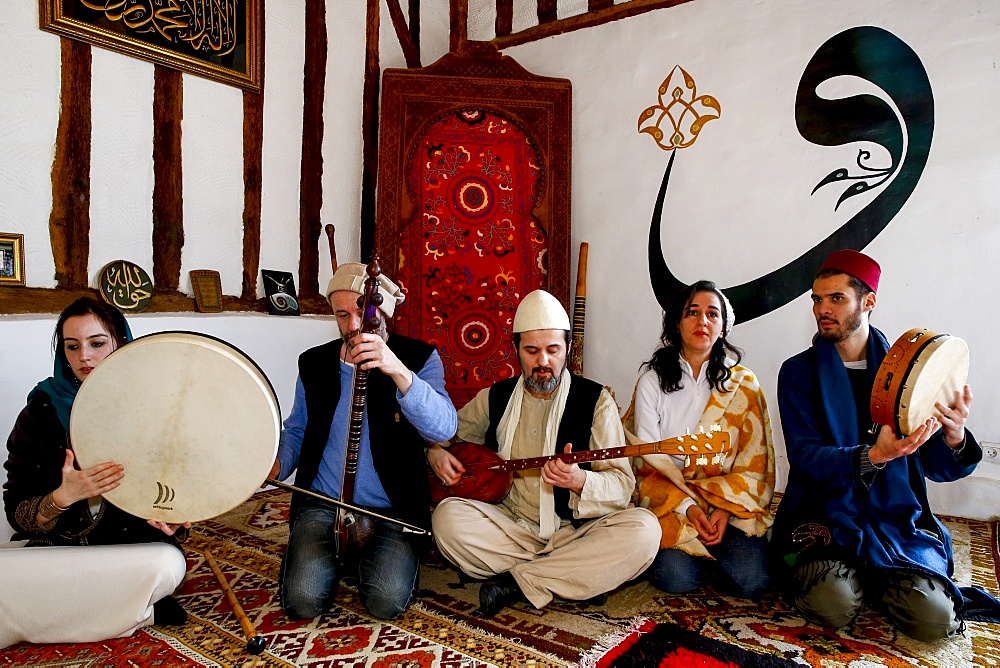 Sufi musicians in Romilly, Loir-et-Cher, France, Europe