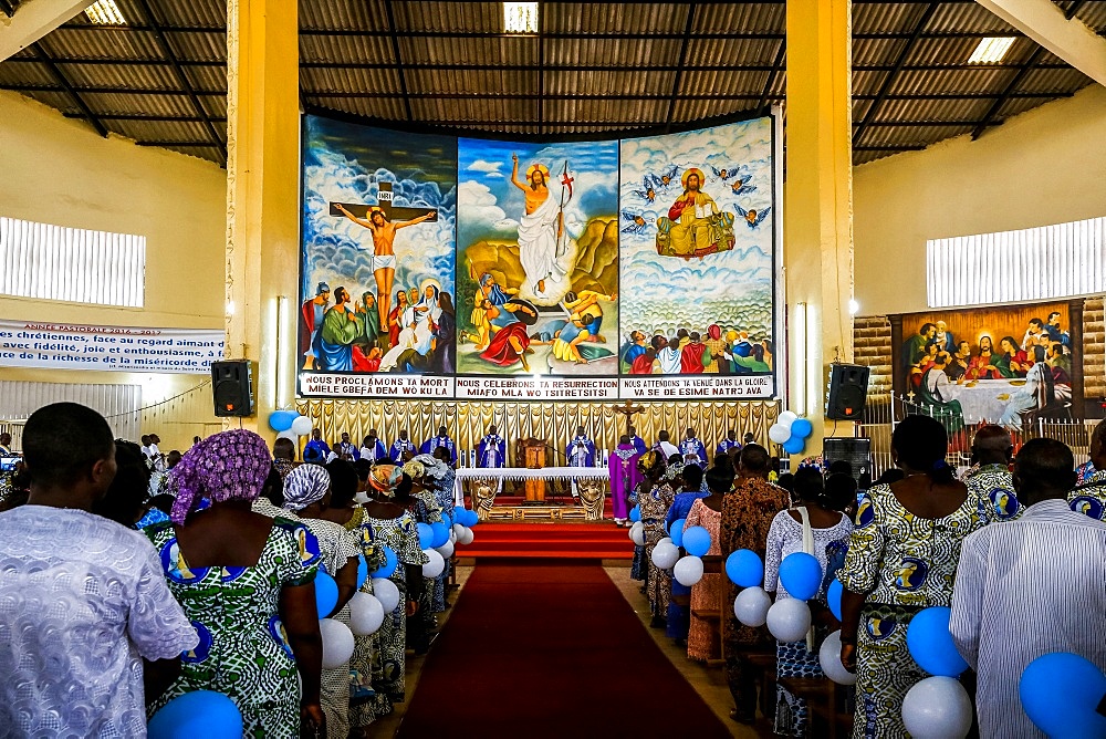 Celebration for the 20th anniversary of Radio Maria in Cristo Risorto de Hedzranawoe Catholic parish church, Lome, Togo, West Africa, Africa