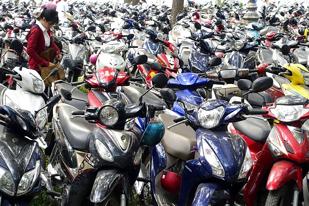 Scooters and motor cycles in a parking, Ho Chi Minh City, Vietnam, Indochina, Southeast Asia, Asia