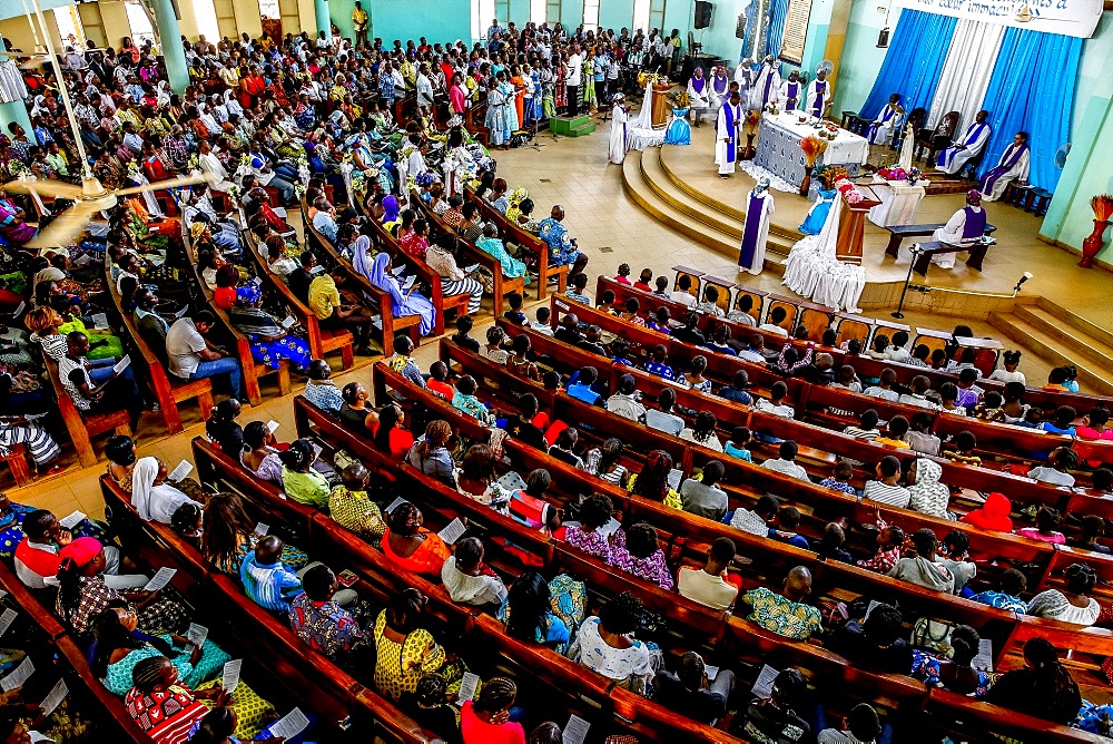 Sunday Mass in a Catholic church in Ouagadougou, Burkina Faso, West Africa, Africa