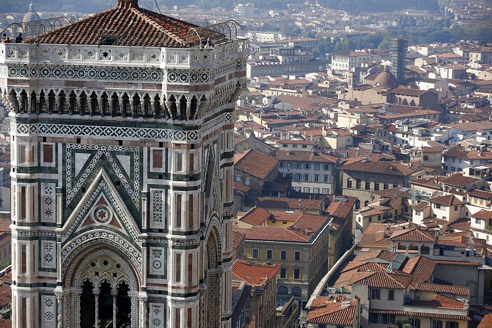 Cathedral of Santa Maria del Fiore and aerial view of city, Florence, Tuscany, Italy, Europe