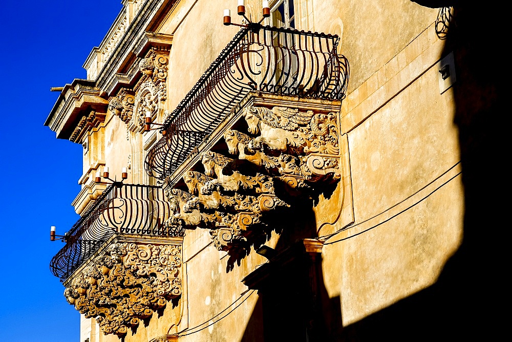 Palazzo Nicolaci di Villadorata dating from the 18th century, Noto, Sicily, Italy, Mediterranean, Europe