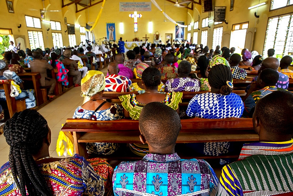 Celebration in St. John Paul II Catholic church, Kpalime, Togo, West Africa, Africa