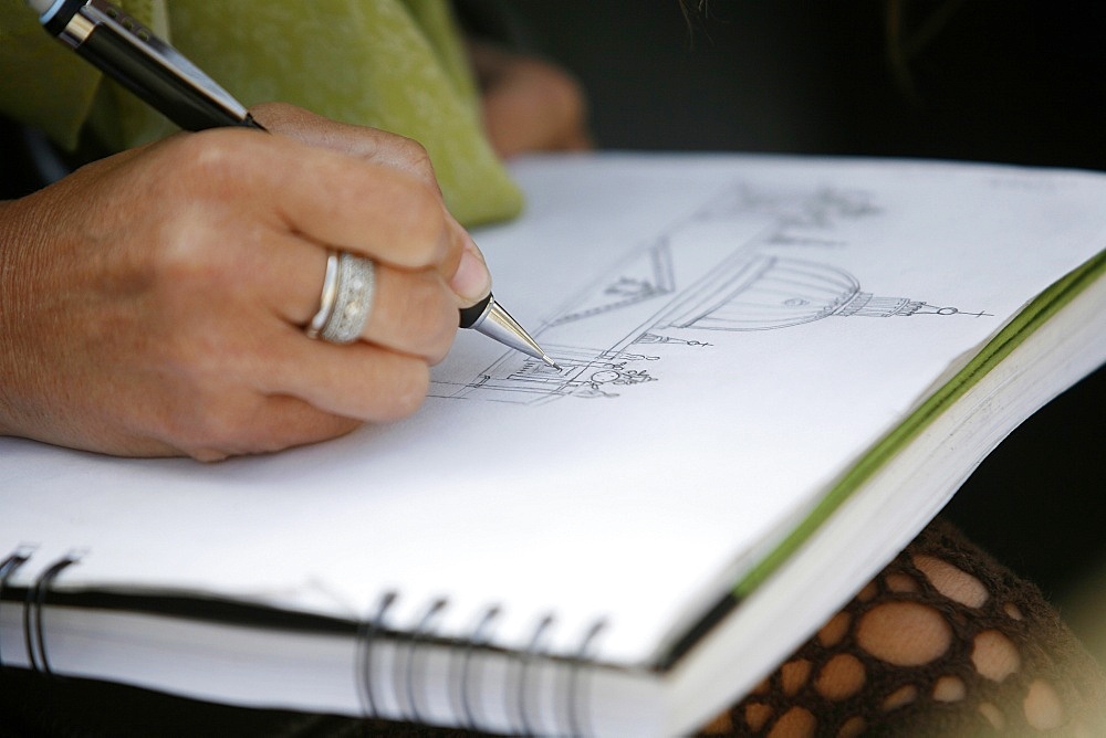 Woman drawing St. Peter's Basilica, Rome, Lazio, Italy, Europe