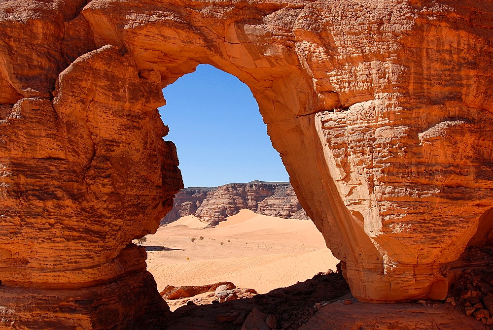 Afzejare arch in Akakus desert, Ghat, Akakus, Libya, North Africa, Africa