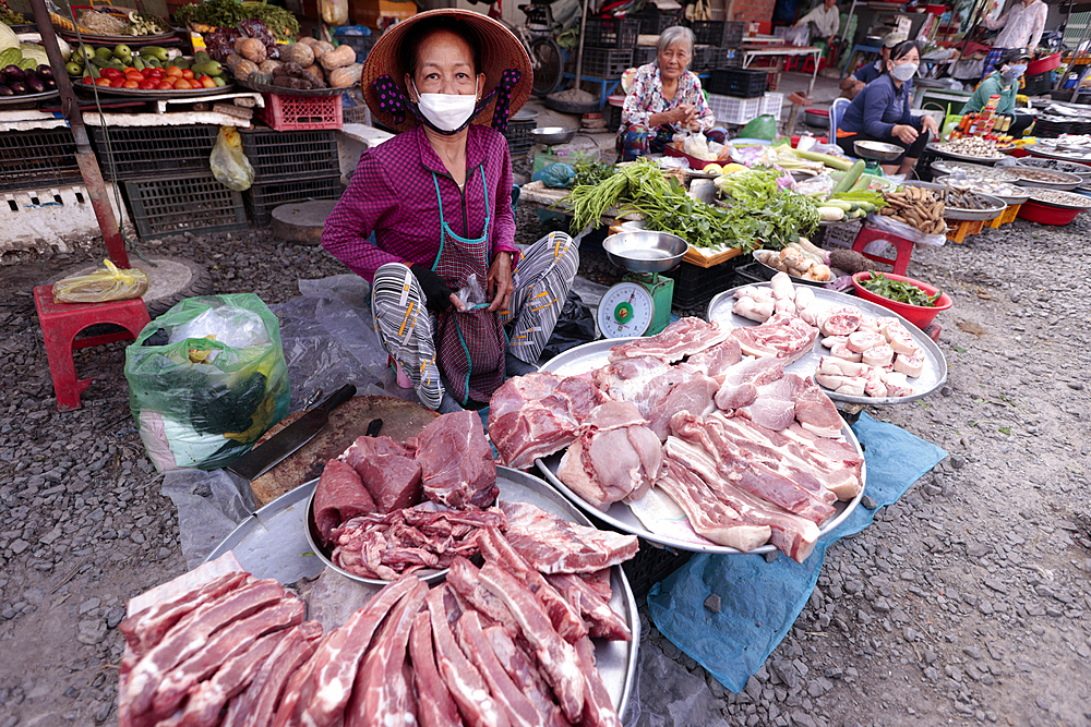 Street fresh meat market, Vung Tau, Vietnam, Indochina, Southeast Asia, Asia