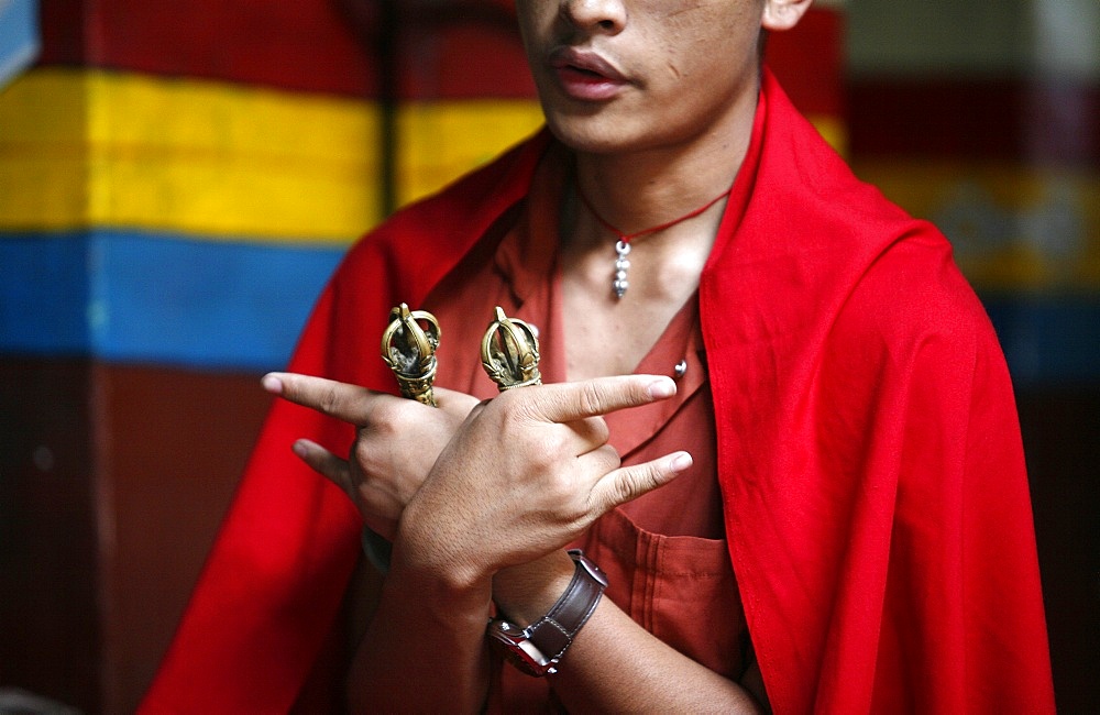 Buddhist ceremony, Swayambhunath temple, Kathmandu, Nepal, Asia