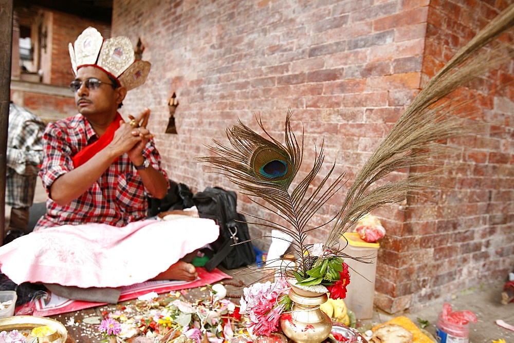 Tantric Buddhist priest, Kathmandu, Nepal, Asia